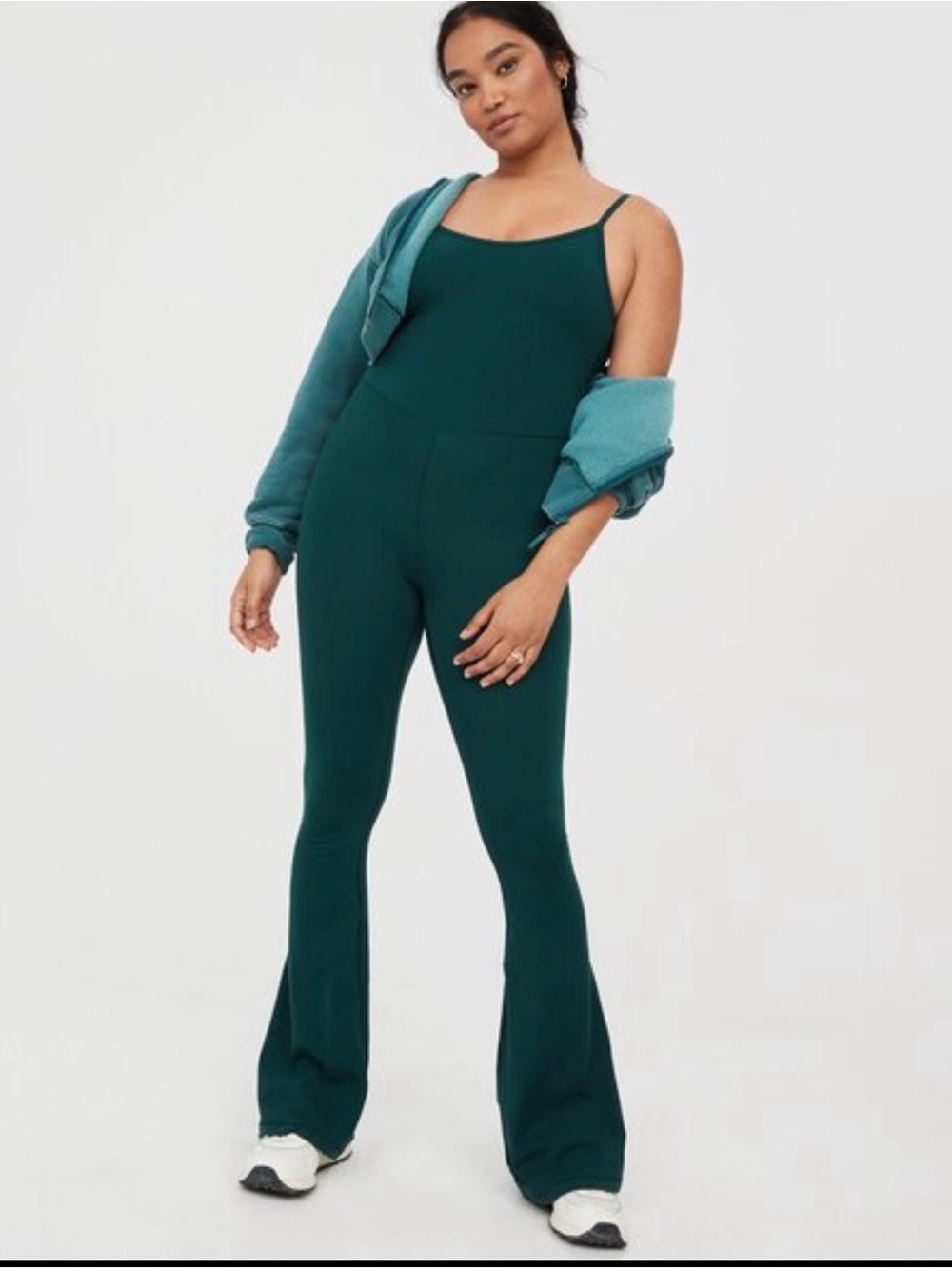 OFFLINE by Aerie Real Me XRRA Flare Jumpsuit Deep Forest Green S